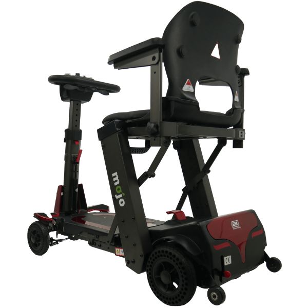 Enhance Mobility Mojo Folding Scooter Red Back Left View