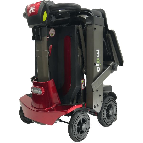 Enhance Mobility Mojo Folding Scooter Red Left Folding View