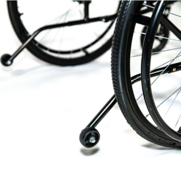 Feather Chair HD Rear Wheels with Anti-Tippers Zoomed In