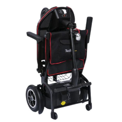 Feather Lightweight Electric Scooter Folded Up Front-Right View