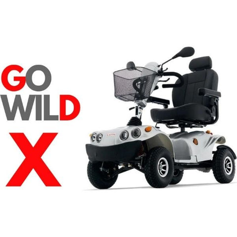 FreeRider GDX All-Terrain Mobility Scooter Silver Front Left View