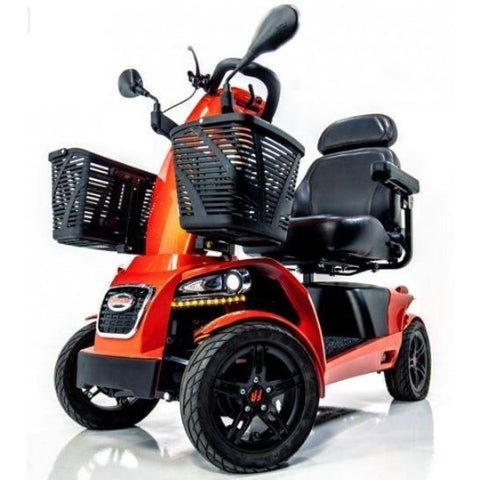 FreeRider USA FR1 4 Wheel Bariatric Mobility Scooter Front Basket and Wheel View