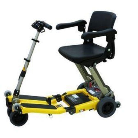 FreeRider USA Luggie Elite 4 Wheel Bariatric Foldable Travel Scooter Yellow Right View