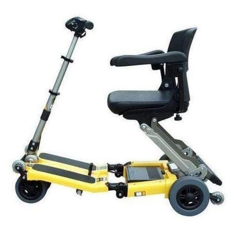 FreeRider USA Luggie Elite 4 Wheel Bariatric Foldable Travel Scooter Yellow Side View