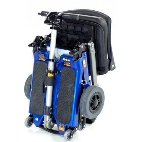 FreeRider USA Luggie Standard 4 Wheel Foldable Travel Scooter Blue Folding View