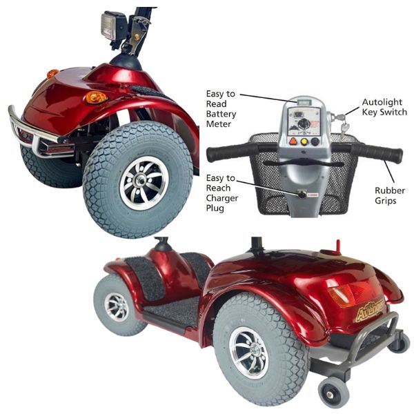 Golden Technologies Avenger 500lb Capacity 4-Wheel Scooter GA541  Chrome Bumpers and Anti-Tip Wheels