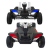 Image of Golden Technologies Buzzaround Carry On Folding Mobility Scooter GB120 in Red and Blue Shroud Front Lights 