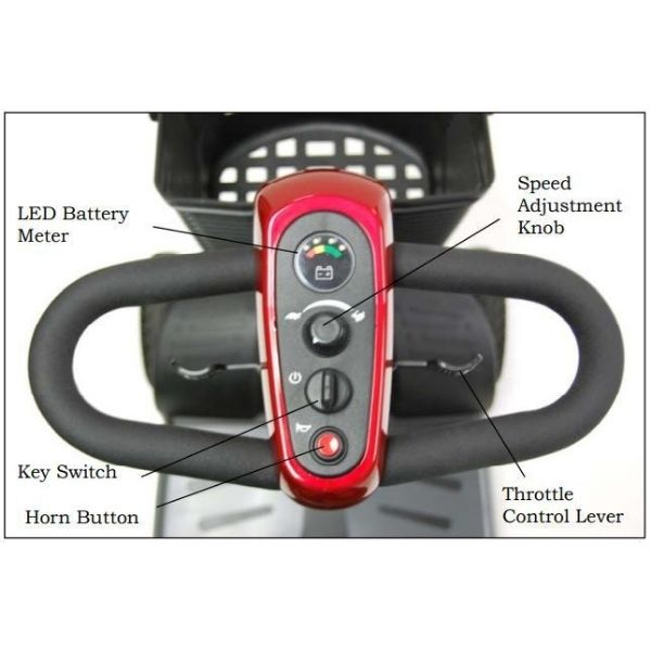 Golden Technologies Buzzaround Extreme 3-Wheel Mobility Scooter GB118D Delta Handlebar View