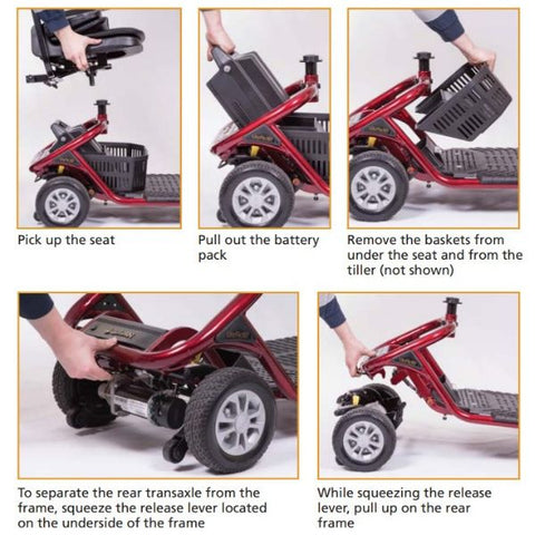Golden Technologies LiteRider 4 Wheel Mobility Scooter GL141D  Assembled and Disassembled View