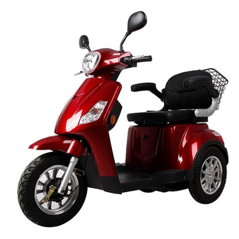 Green Transporter EV3 3 Wheel Mobility Scooter Red Front View