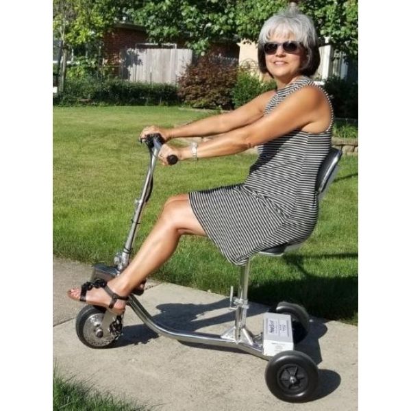 HandyScoot Folding 3 Wheel Travel Mobility Scooter with Passenger View