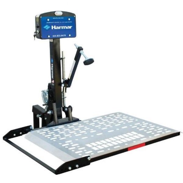 Harmar AL100HD Heavy Duty Platform Scooter Lift, front view.