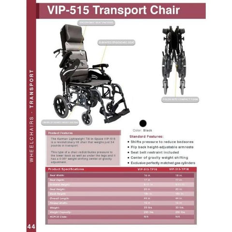 Karman VIP-515-TP Tilt-in-Space Wheelchair Catalog View