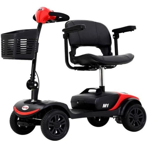M1 Lite 4-Wheel Mobility Scooter Red Swivel Seat View