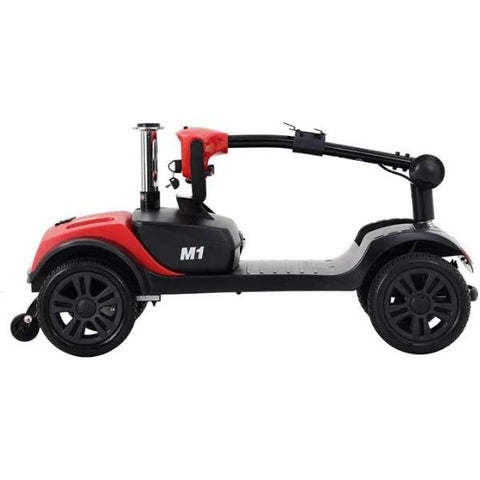 M1 Lite 4-Wheel Mobility Scooter Red Tiller Folded View
