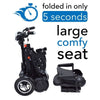 Image of MS 3000 Plus by ComyGo Folding Electric Wheelchair folded 5 sec large comfy seat
