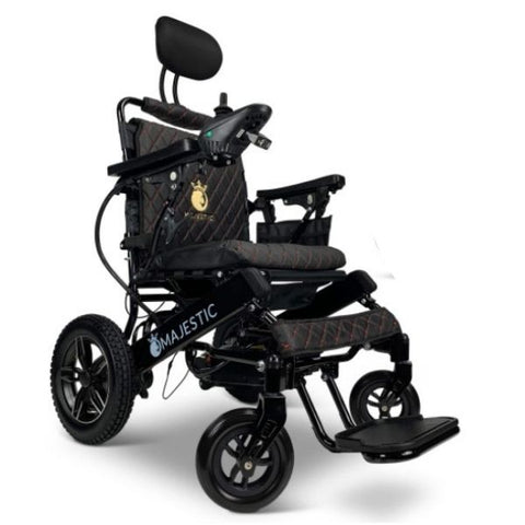 Majestic IQ-8000 Remote Controlled Electric Wheelchair with Recline Black Frame  Black Color Seat