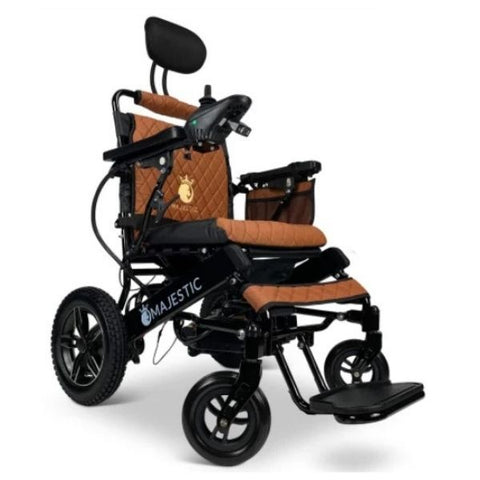 Majestic IQ-8000 Remote Controlled Electric Wheelchair with Recline Black Frame  Taba Color Seat