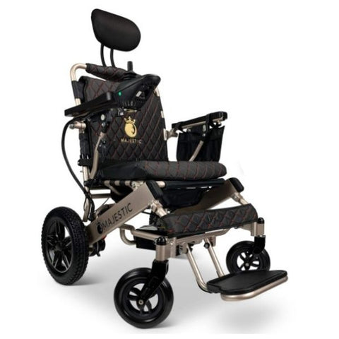 Majestic IQ-8000 Remote Controlled Electric Wheelchair with Recline Bronze Frame and Black Color Seat