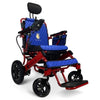 Image of Majestic IQ-8000 Remote Controlled Electric Wheelchair with Recline Red Frame and Blue Color Seat