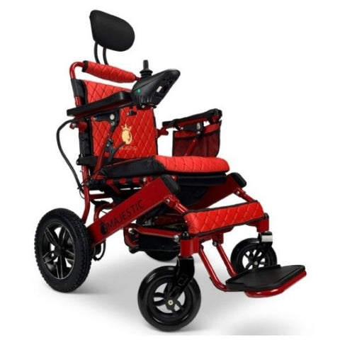 Majestic IQ-8000 Remote Controlled Electric Wheelchair with Recline Red Frame and Red Color Seat