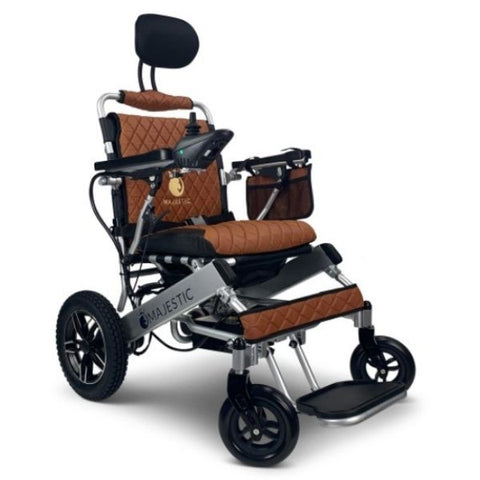 Majestic IQ-8000 Remote Controlled Electric Wheelchair with Recline Silver Frame and Taba Color Seat