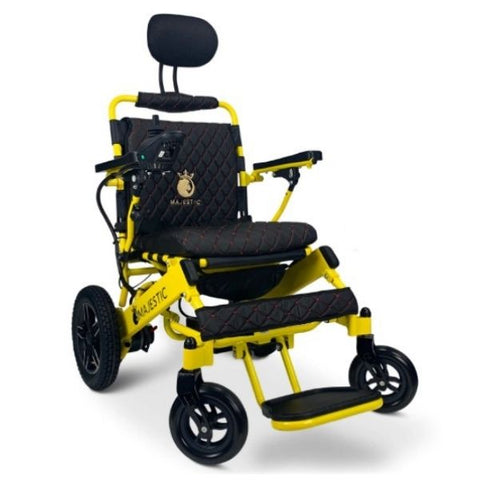Majestic IQ-8000 Remote Controlled Electric Wheelchair with Recline Yellow Frame and Black Color Seat