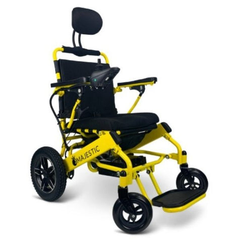 Majestic IQ-8000 Remote Controlled Electric Wheelchair with Recline Yellow Frame and Standard Color Seat