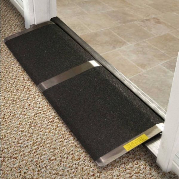 A lightweight and durable aluminum threshold ramp for easy access.