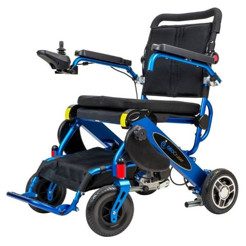 Pathway Mobility Geo Cruiser DX Folding Power Wheelchair Blue Left View