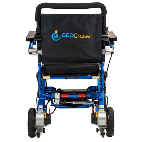 Pathway Mobility Geo Cruiser Elite EX Foldable Power Wheelchair Blue Back View