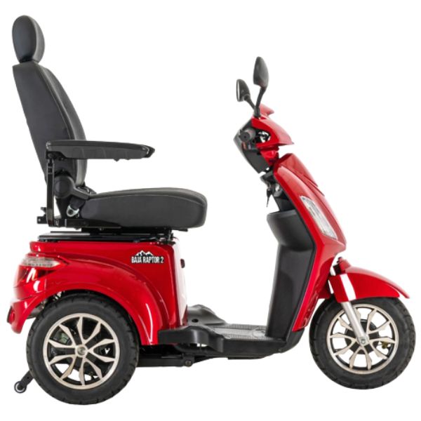 Pride Baja Raptor 2 Mobility Scooter Candy Apple red Color Left Side View 