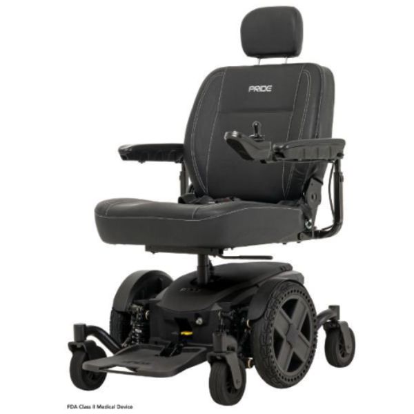 A sleek and modern electric wheelchair, the Pride Jazzy 614 Power Chair, designed for comfort and mobility.