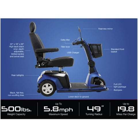 Pride Maxima Heavy Duty 3 Wheel Mobility Scooter Specifications View