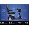 Image of Pride Maxima Heavy Duty 3 Wheel Mobility Scooter Specifications View