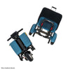 Image of Pride Mobility iGo Folding Mobility Scooter Blue Color Disassembled Front & Back Pieces