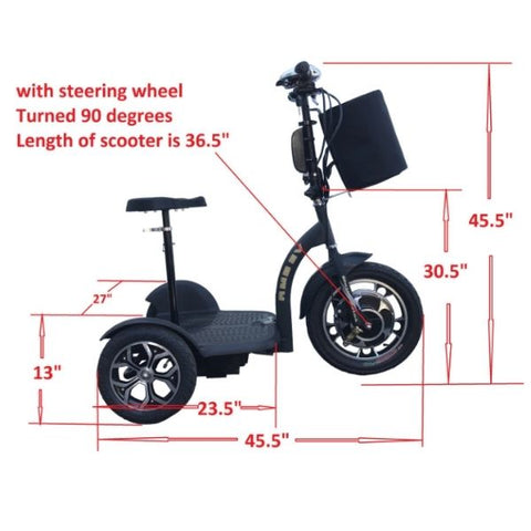 RMB EV Multi Point 500W 3 Wheel Scooter Side View