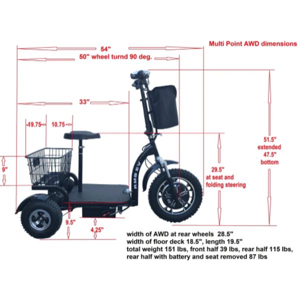 RMB EV Multi Point AWD KODIAK Scooter Electric Wheelchairs USA