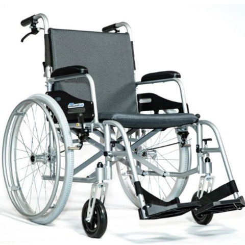 Feather Lightweight Wheelchair Grey with Silver Pipping Front-Right View