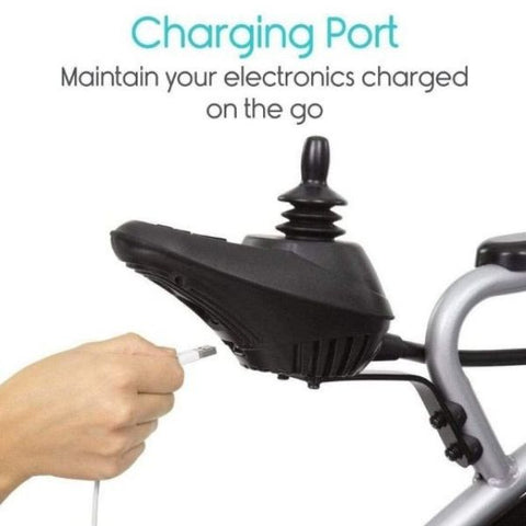 Vive Health Compact Power Wheelchair Charging Port View