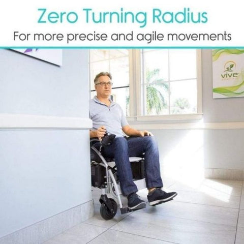 Vive Health Compact Power Wheelchair Zero Turning Radius View