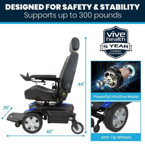 Vive Health Electric Wheelchair Model V  Anti Tip View