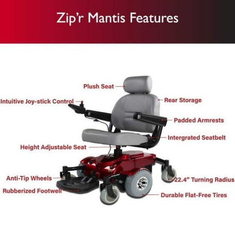Zip’r Mantis Power Electric Wheelchair Part View