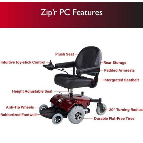 Zip'r PC Mobility Power Wheelchair Features View