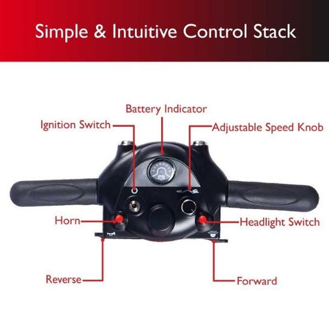 Zip'r Roo 3-Wheel Mobility Scooter Simple and Intuitive Control Stack View