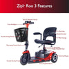 Image of Zip'r Roo 3-wheel Mobility Scooter Red Features Left View