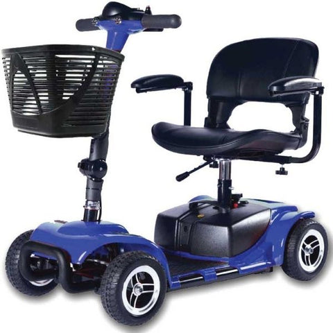 Zip'r Roo 4 Wheel Mobility Travel Scooter Blue Front Side View