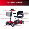Image of Zip'r Roo 4 Wheel Mobility Travel Scooter Features View