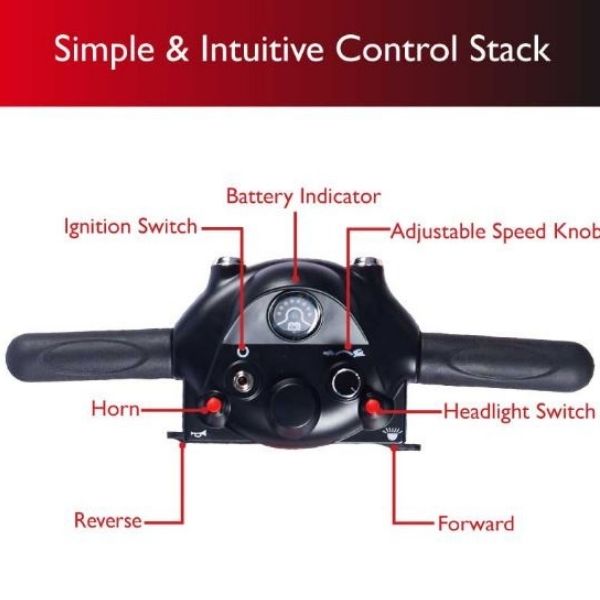 Zip'r Roo 4 Wheel Mobility Travel Scooter Tiller View