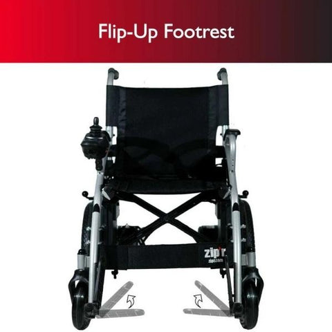 Zip'r Transport Lite Folding Electric Wheelchair Flip-up Footrest View